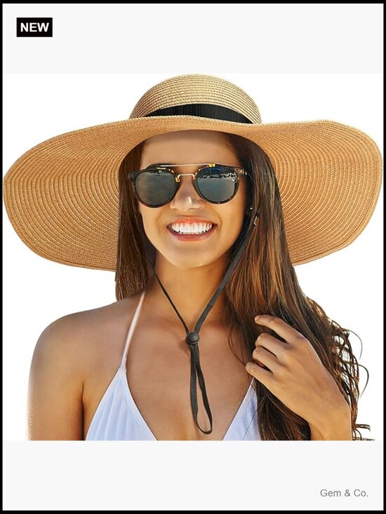 Foldable Wide Brim Straw Sun Hat UV Protection Beach Travel Visor Hat main image 7